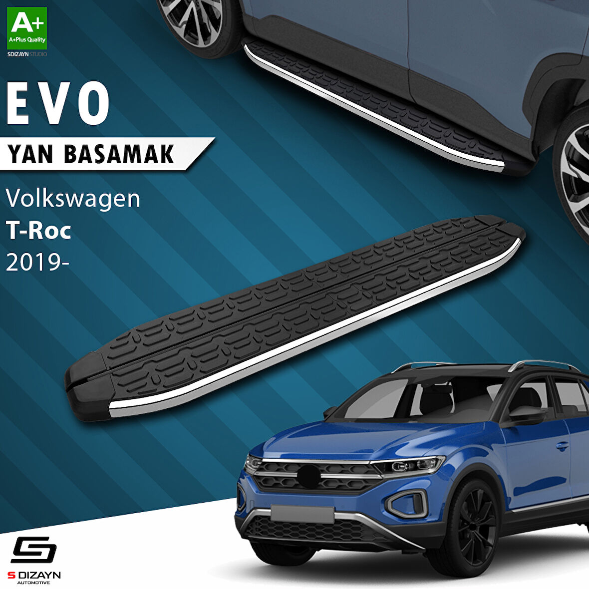 S-Dizayn VW T-Roc Evo Krom Yan Basamak 173 Cm 2019 Üzeri A+ Kalite