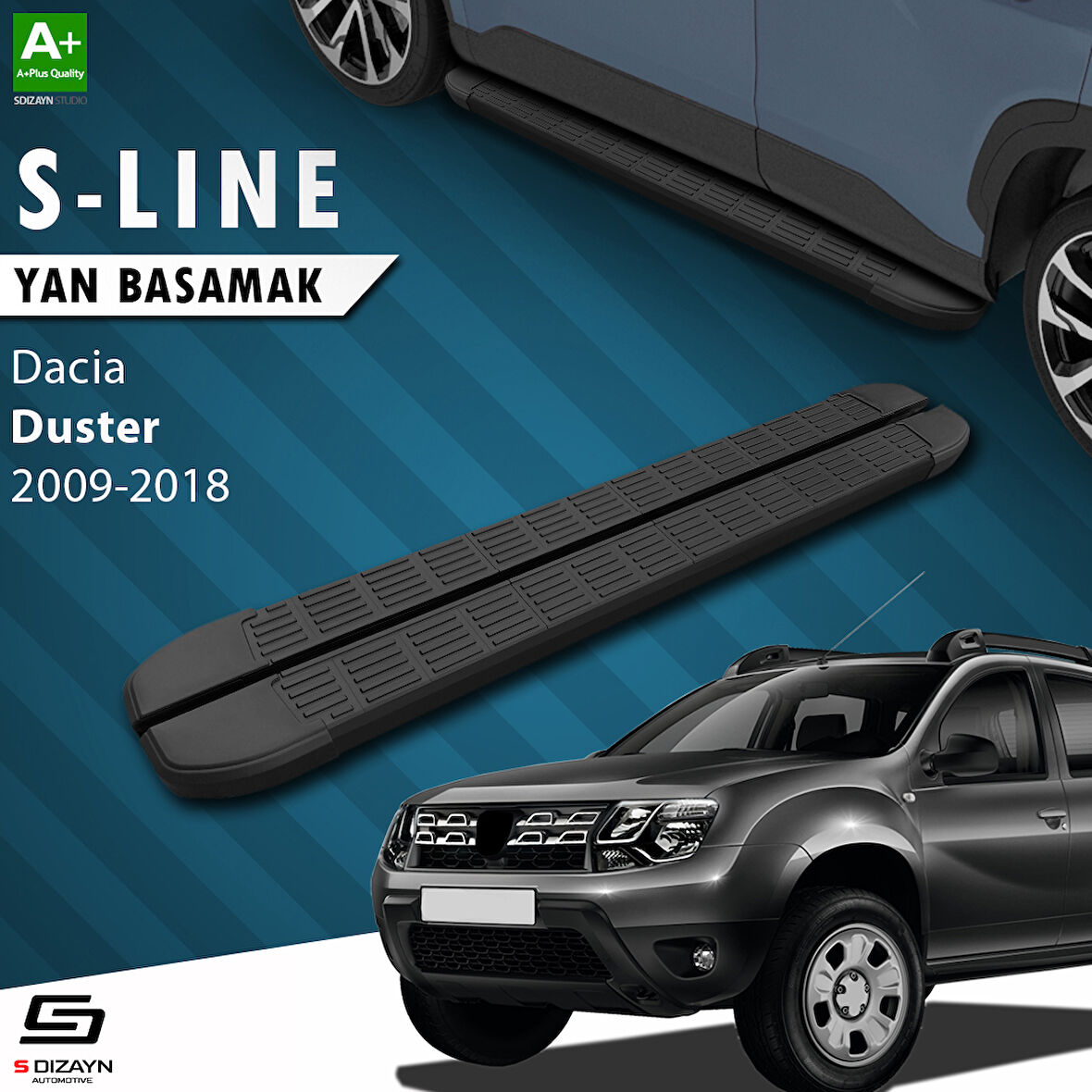 S-Dizayn Dacia Duster S-Line Siyah Yan Basamak 173 Cm 2009-2018 A+ Kalite