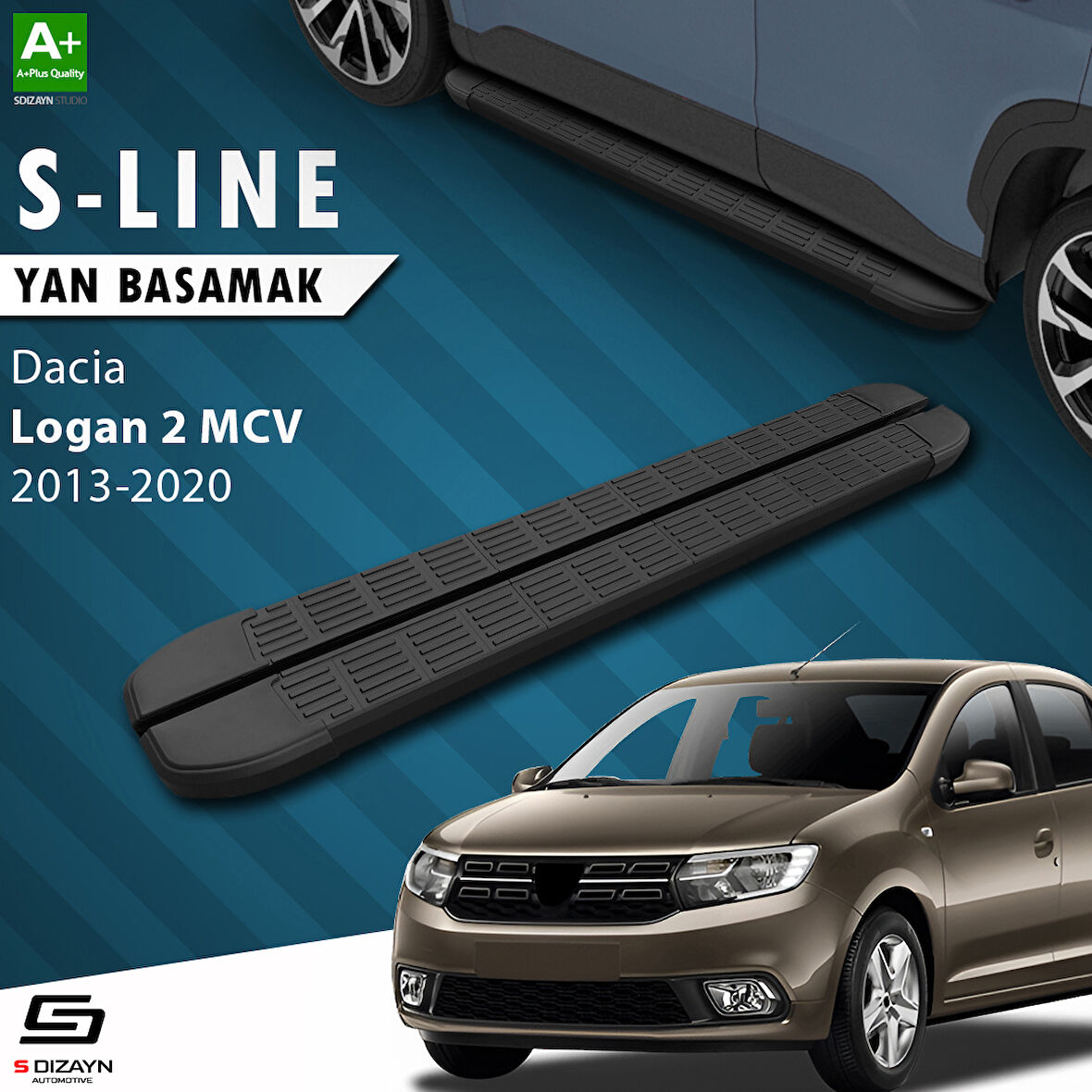 S-Dizayn Dacia Logan 2 MCV S-Line Siyah Yan Basamak 183 Cm 2013-2020 A+ Kalite