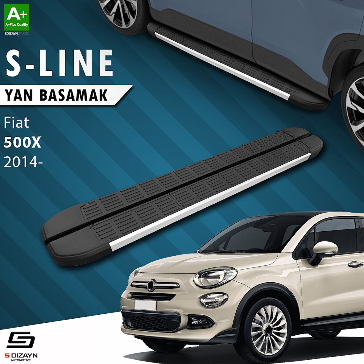 S-Dizayn Fiat 500X S-Line Aluminyum Yan Basamak 173 Cm 2014 Üzeri A+ Kalite