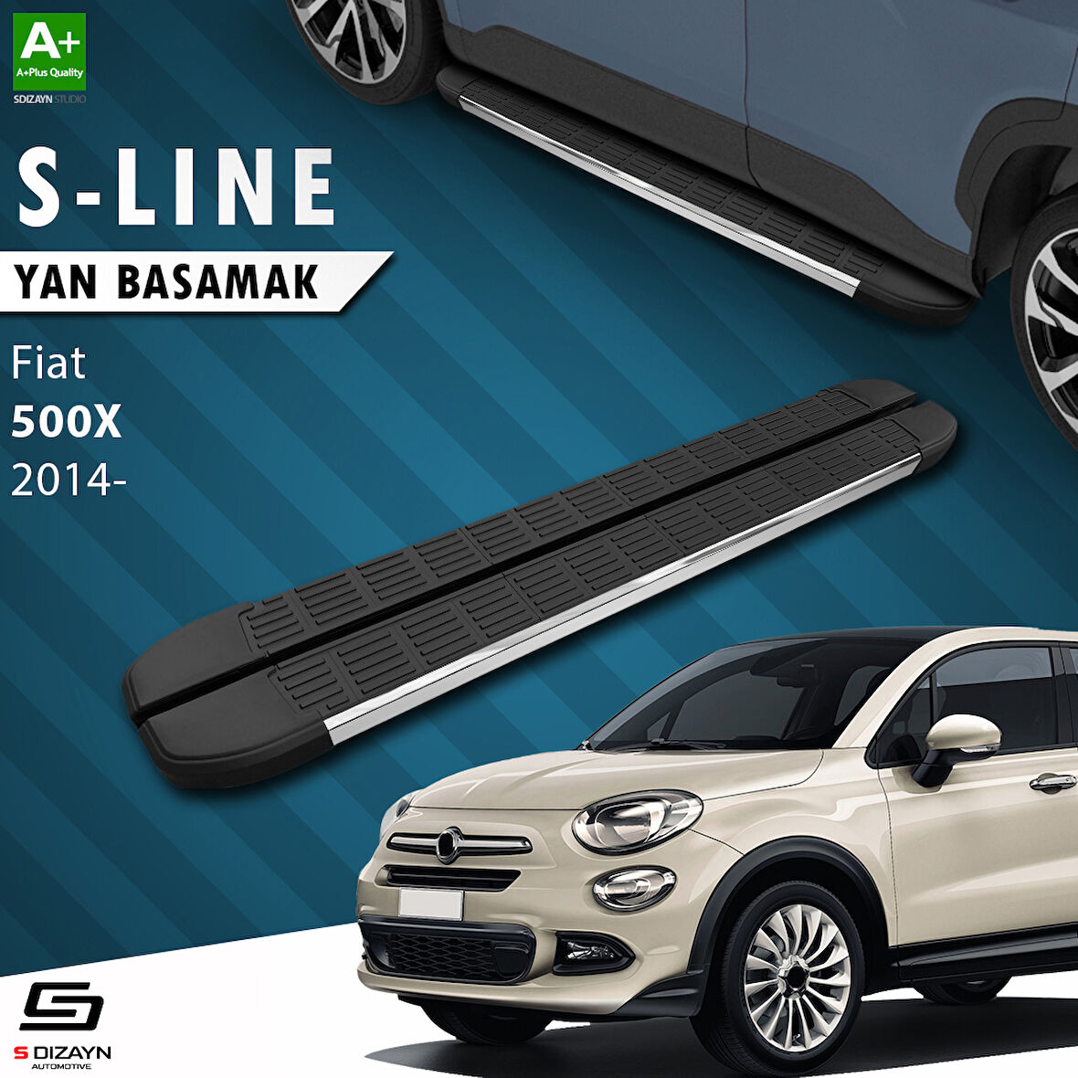 S-Dizayn Fiat 500X S-Line Krom Yan Basamak 173 Cm 2014 Üzeri A+ Kalite