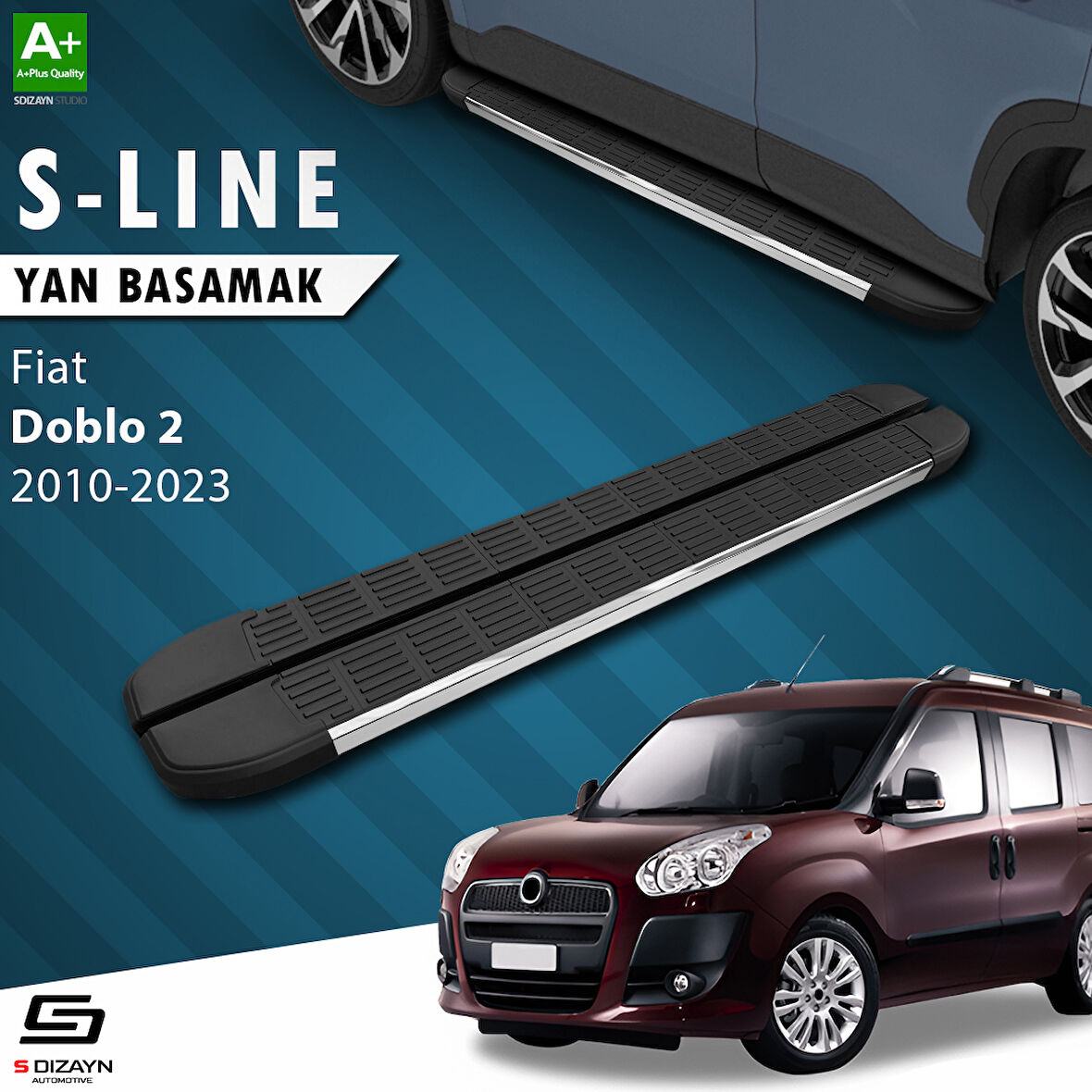 S-Dizayn Fiat Doblo 2 Uzun Şase S-Line Krom Yan Basamak 223 Cm 2010-2023 A+ Kalite