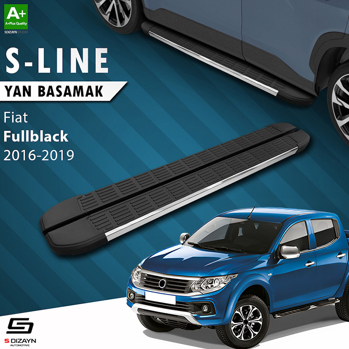 S-Dizayn Fiat Fullback S-Line Krom Yan Basamak 193 Cm 2016-2019 A+ Kalite