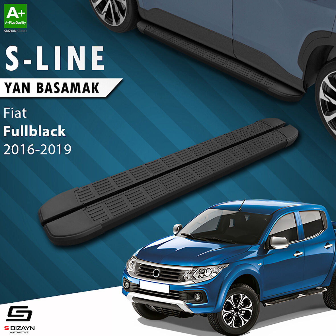 S-Dizayn Fiat Fullback S-Line Siyah Yan Basamak 193 Cm 2016-2019 A+ Kalite