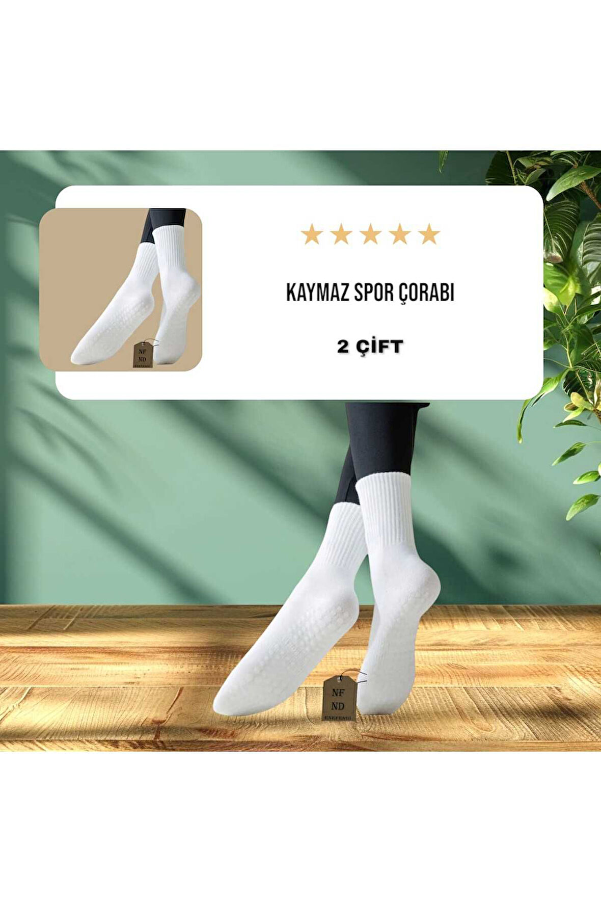 2 ÇİFT YOGA PİLATES ÇORABI KADIN SİLİKON KAYMAZ TABAN PAMUKLU SOKET TENİS ÇORAP ALTI HAVLULU BEYAZ
