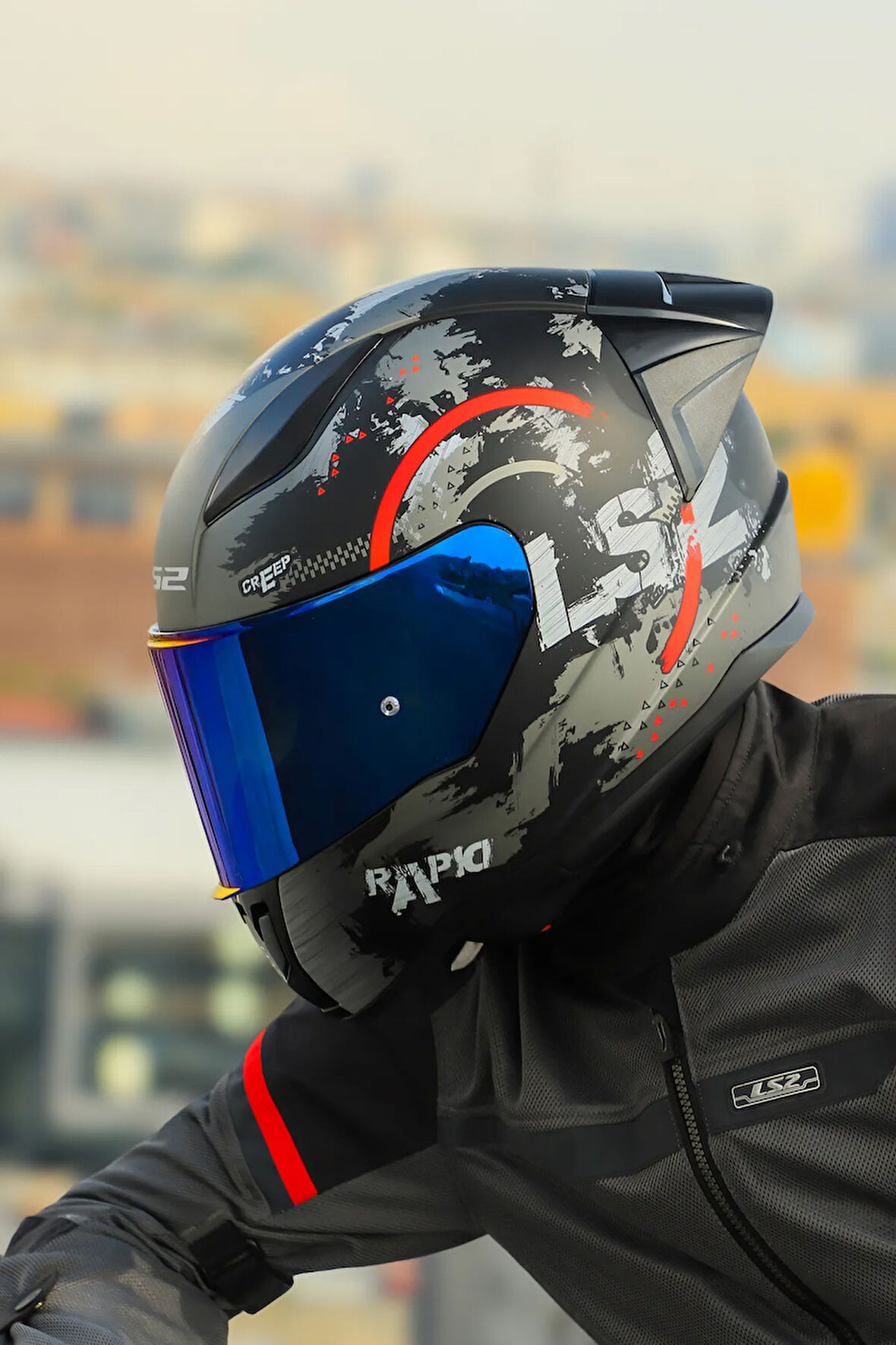 RAPID 2 CIRCLE MAT SİYAH-KIRMIZI KASK + SPOILER