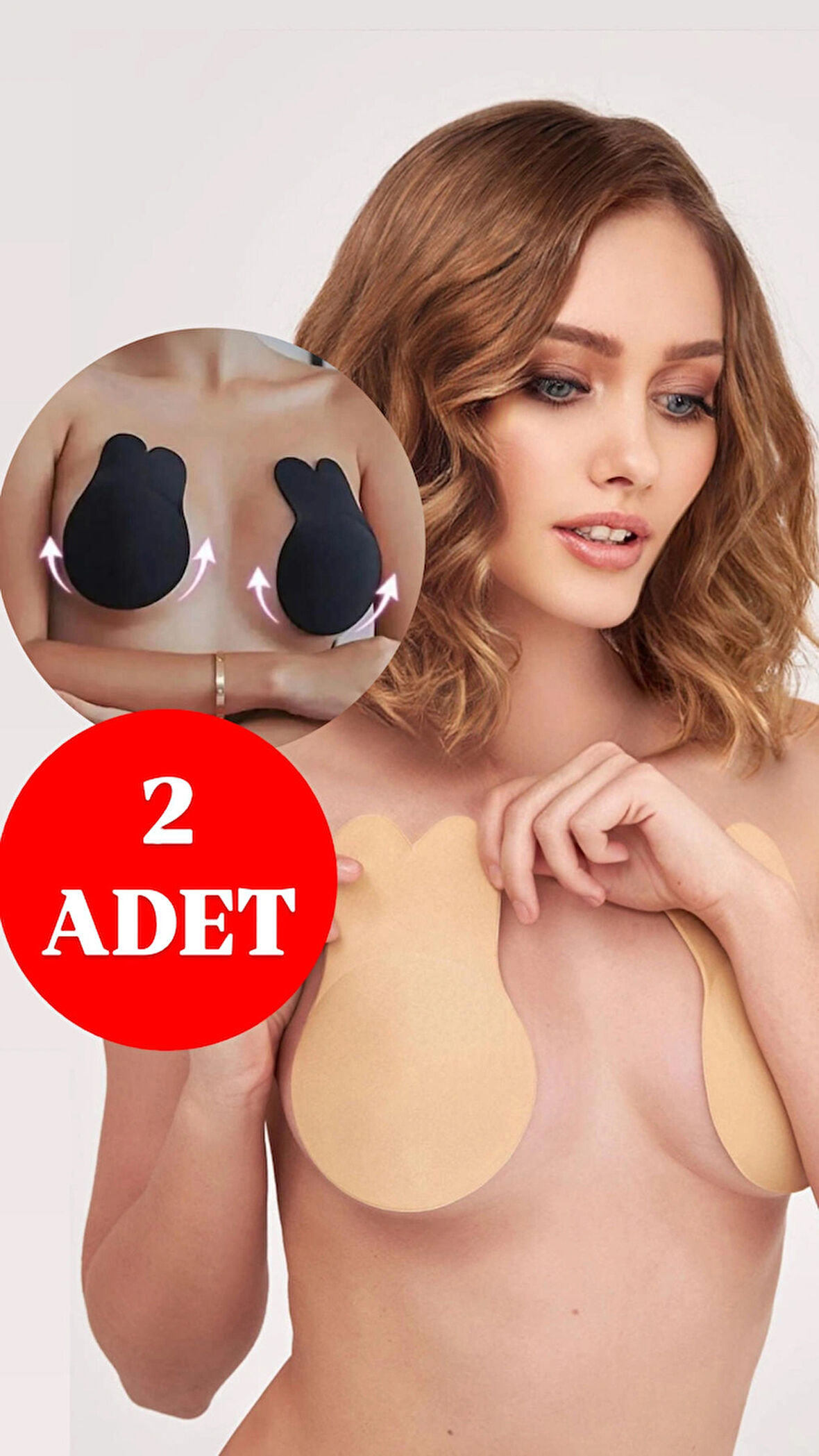 2 ADET MEME UCU KAPATICI, GİZLEYİCİ GÖĞÜS UCU YAPIŞKANLI PED BEJ-SİYAH