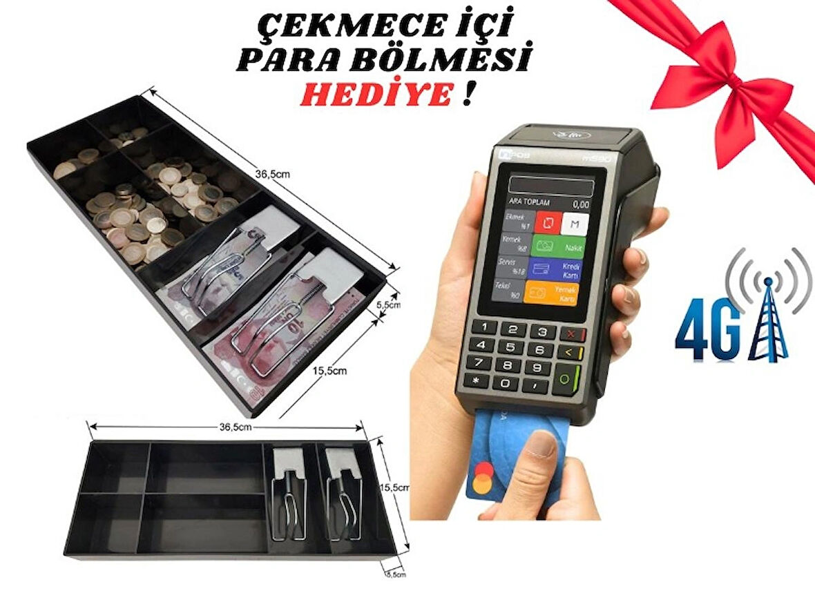 M530 4G YAZARKASAPOS TEMASSIZ KARE KOD YENİ NESİL+ÇEKMECE İÇİ PARA BÖLMESİ HEDİYE