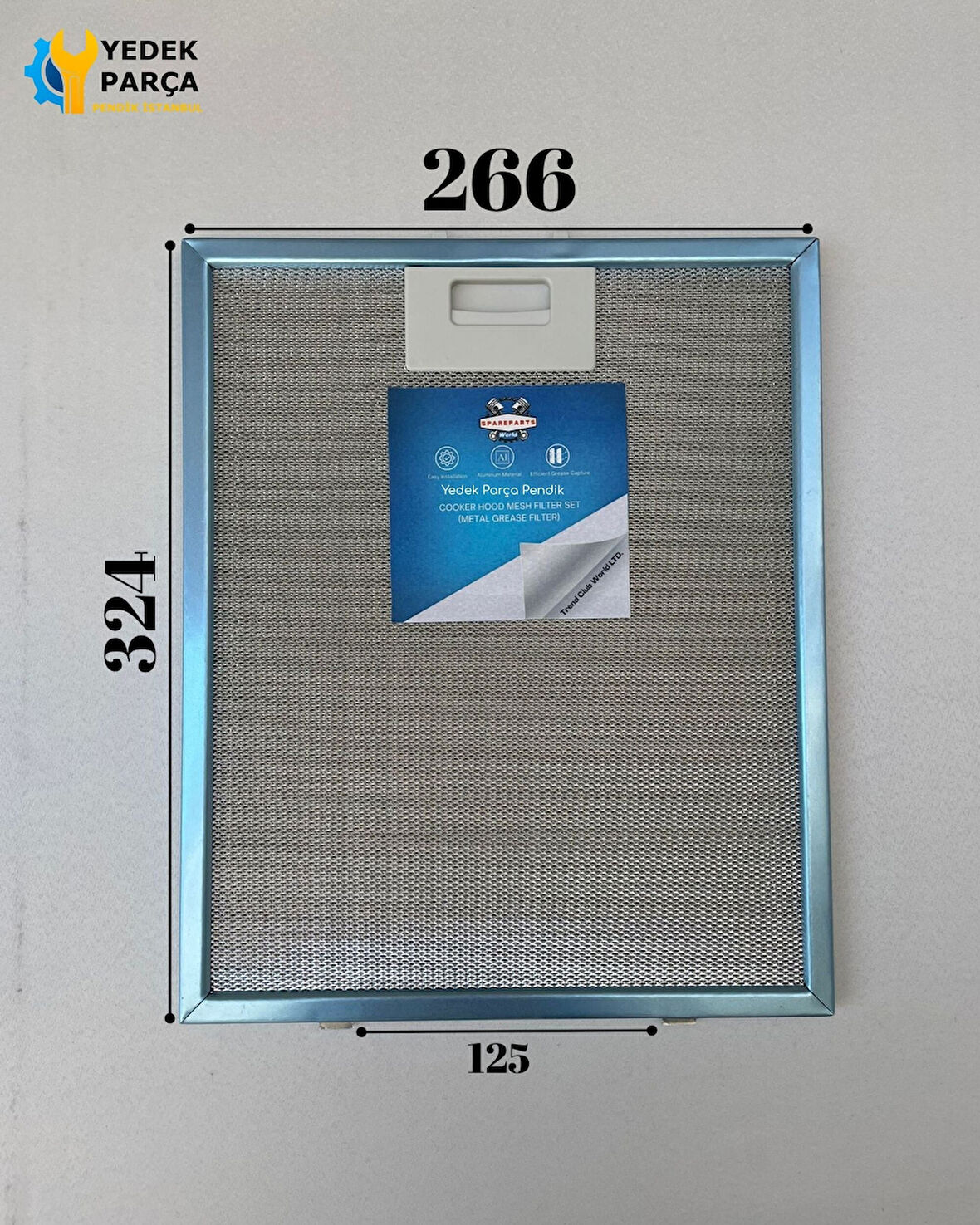 En 267mm Boy 323mm Arka Tırnak Arası 125mm Aspratör Filtresi