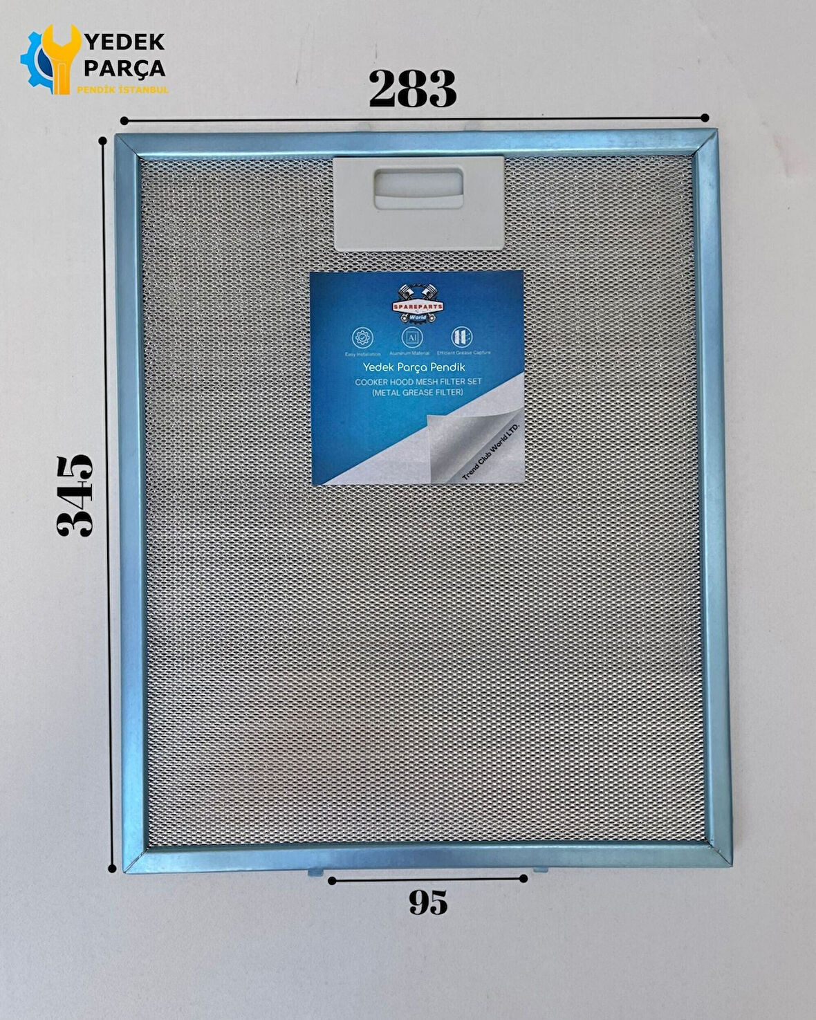 En 285mm Boy 340mm Arka Tırnak Arası 125mm Aspratör Filtresi