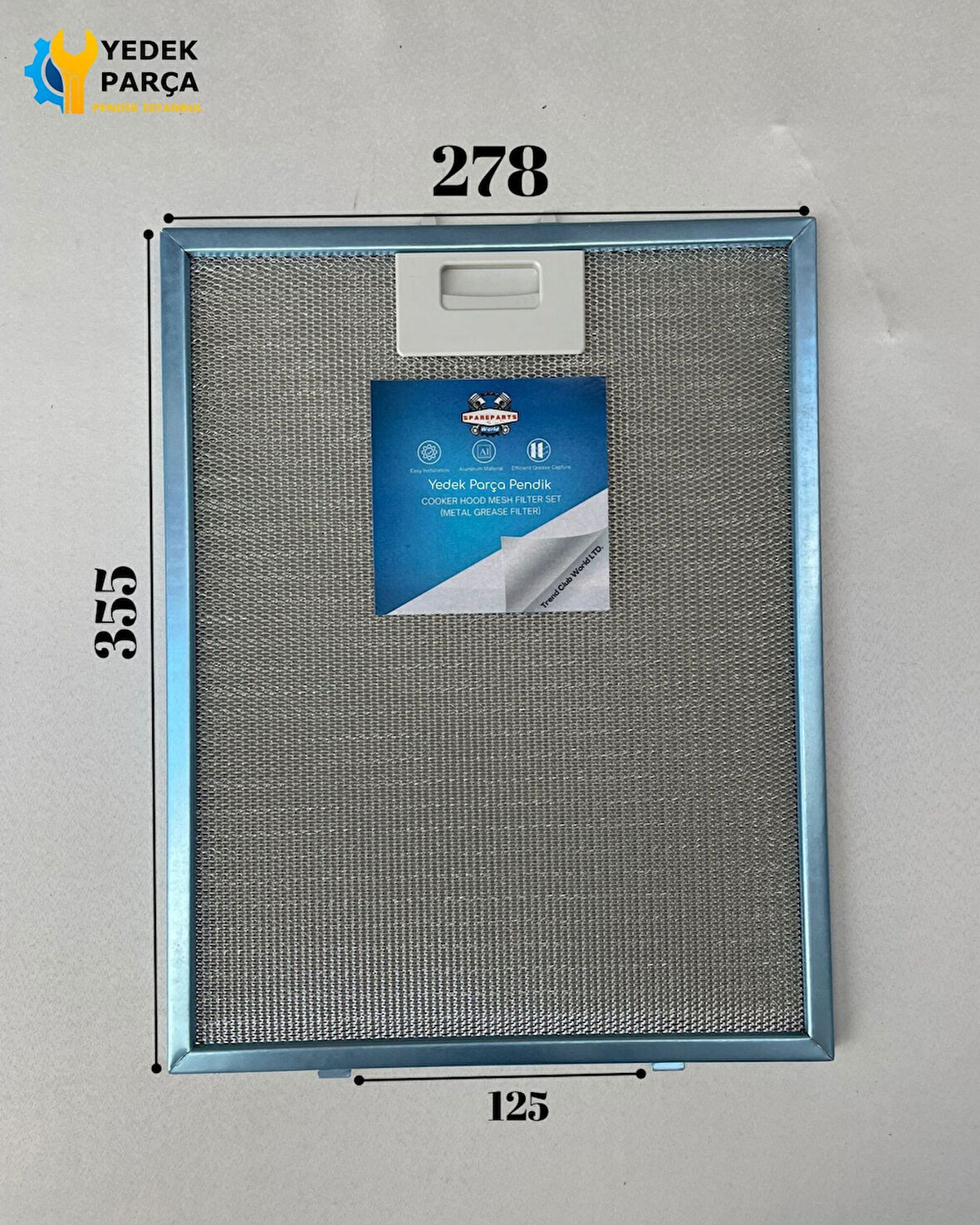 Simfer Uyumlu Davlumbaz 27,8X35,5 CM Arka Ara 12,5 CM Aspiratör Filtresi