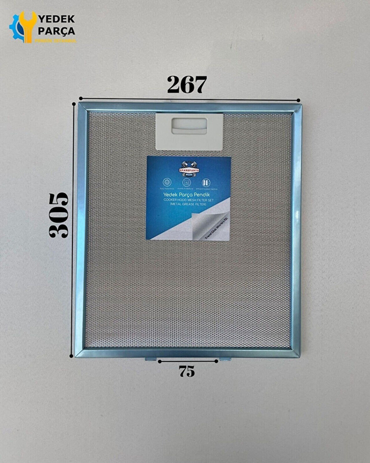 Universal Davlumbaz 26,5X30,5 CM Arka Ara 7,5CM Aspiratör Filtre