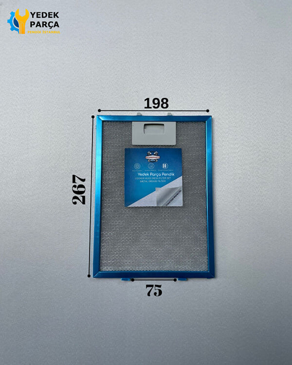 En 198mm Boy 268mm Arka Tırnak Arası 133mm Aspratör Filtresi