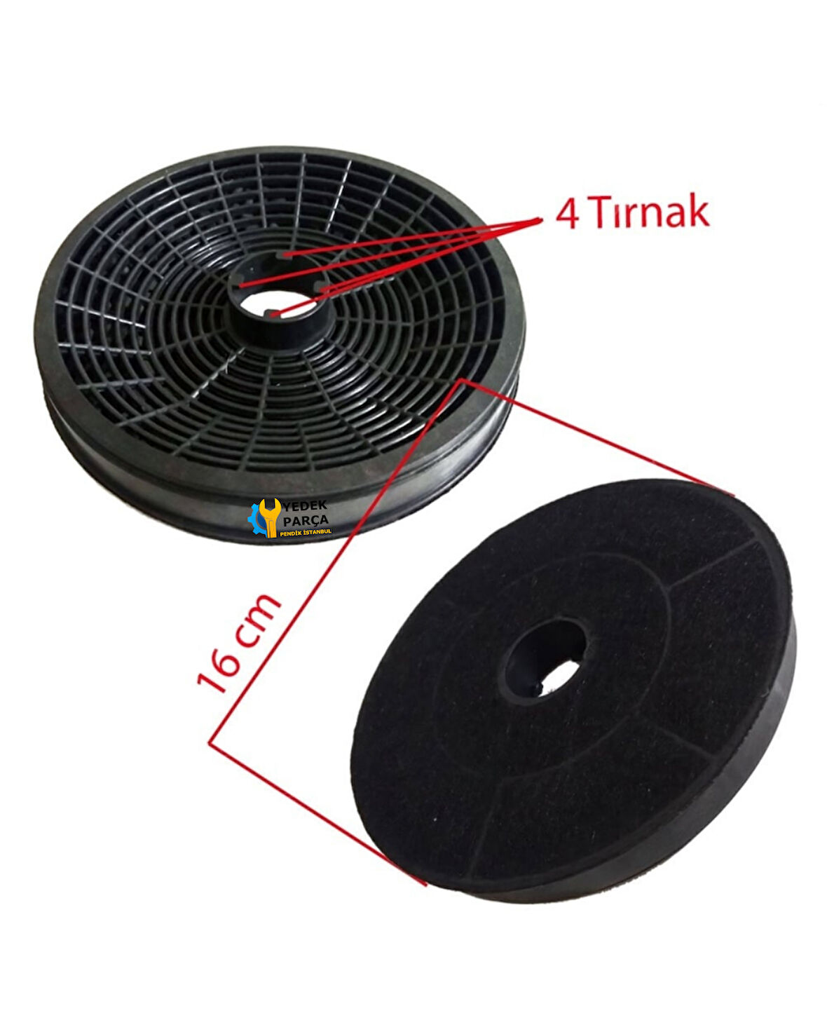 Kumtel Uyumlu Aspiratör Karbon Filtresi 16 CM 4 Tırnaklı