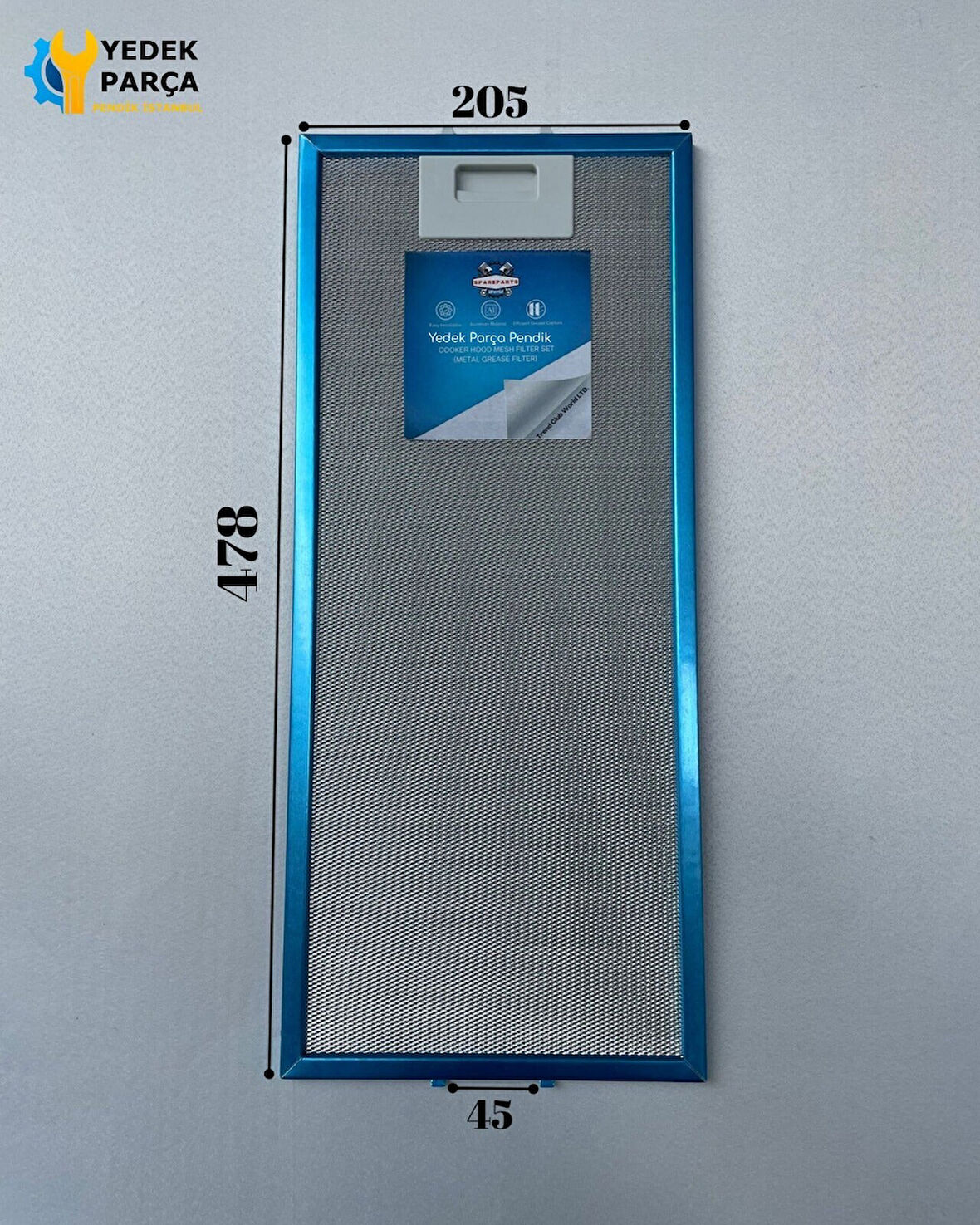 Arçelik : P180TS | 205x478 mm | Aspiratör & Davlumbaz Tel Yağ Filtresi | Model: 9197060805 - 8802511600 | 20,5x47,8 cm