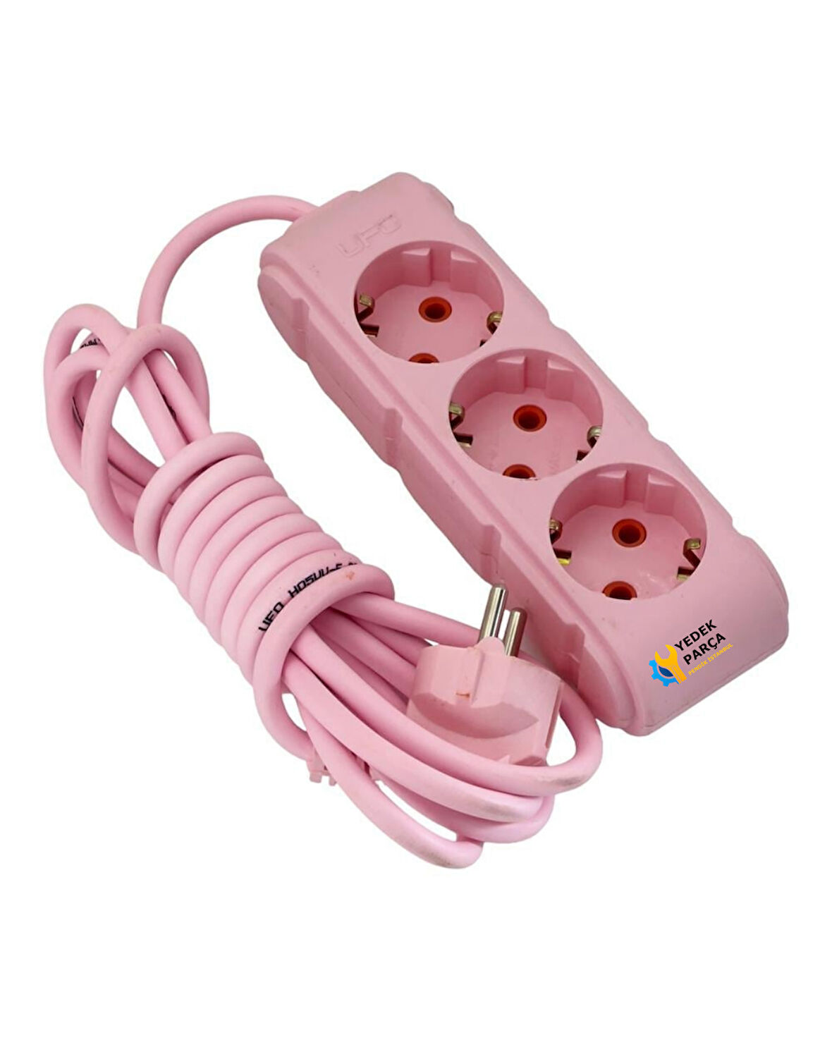 Ufo 3m Pembe Üçlü Priz Uzatma Kablosu