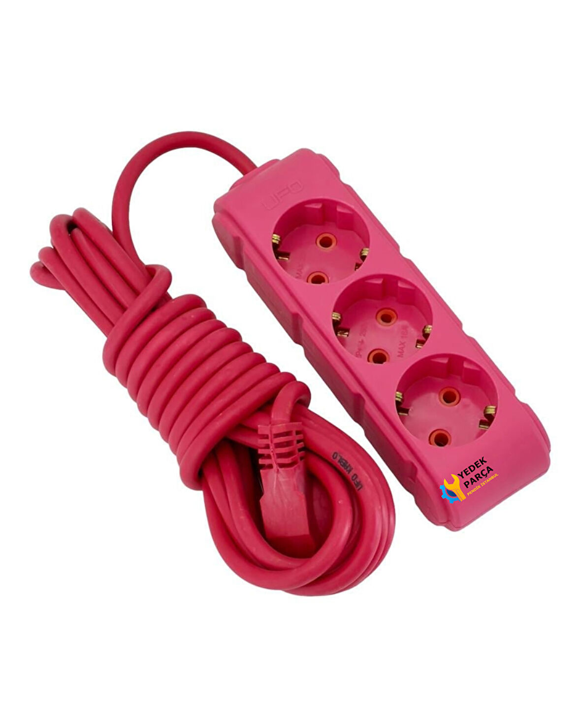 Ufo 5m Fuşya Üçlü Priz Uzatma Kablosu