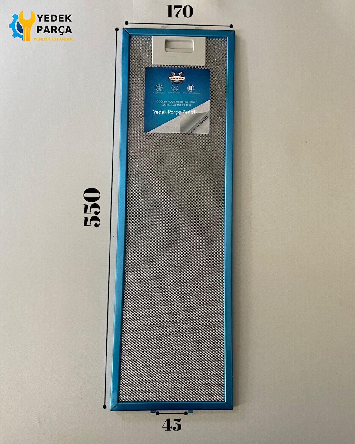 170x550 mm | Aspiratör & Davlumbaz Tel Yağ Filtresi | Model: 480122102186 | 17x55 cm