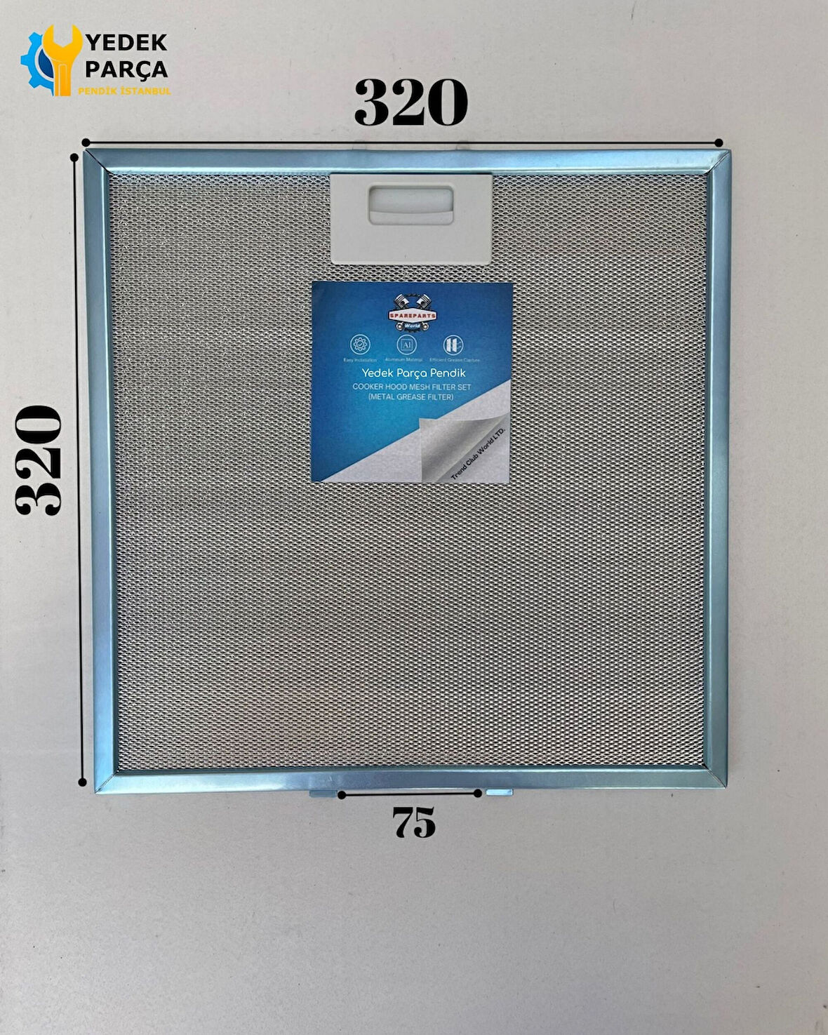 320x320 mm | Aspiratör & Davlumbaz Tel Yağ Filtresi | Model: 00771329 - 481248058144 - 50268967002 | 32x32 cm