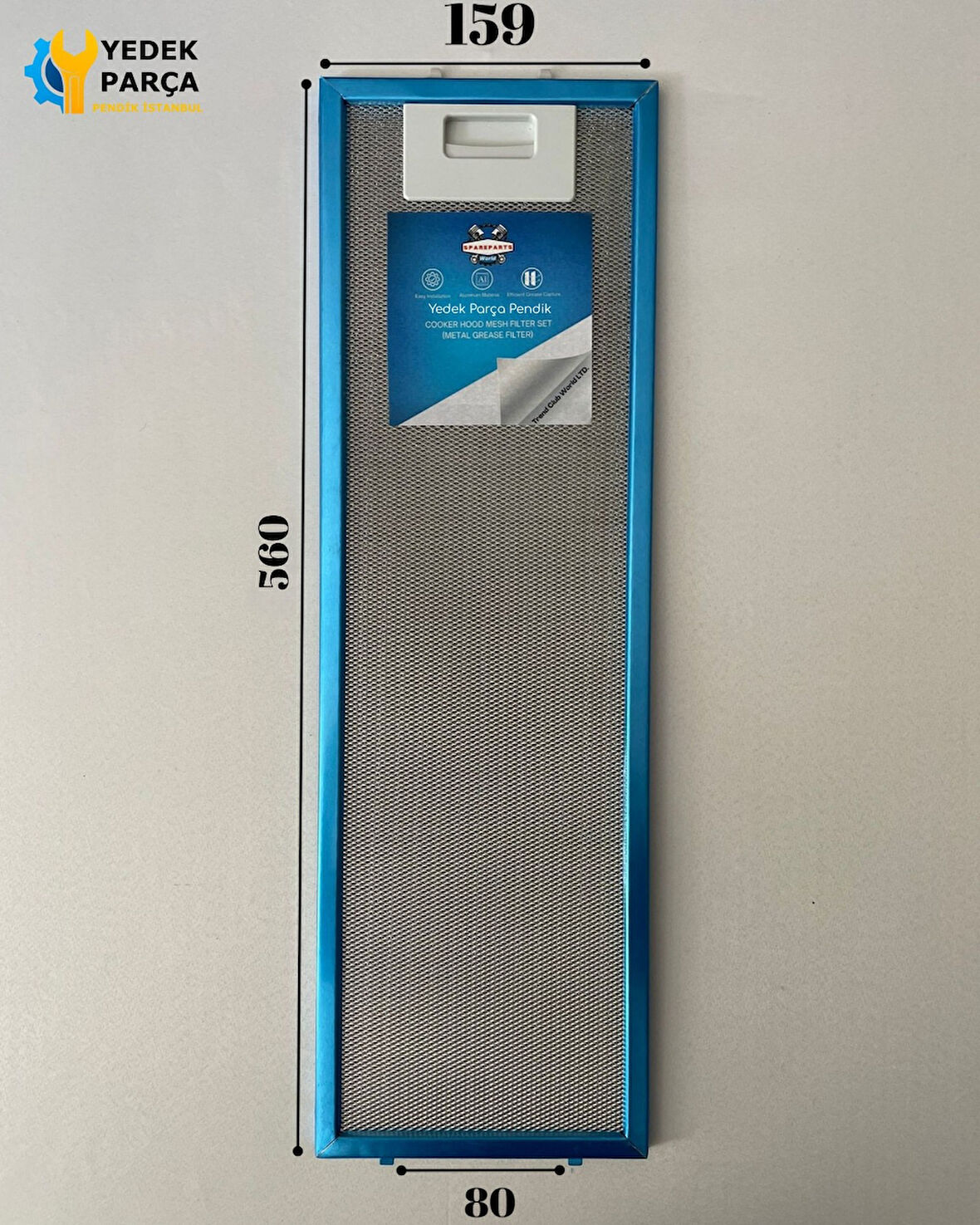 160x560 mm, Aspiratör & Davlumbaz Tel Yağ Filtresi, 16x56 cm