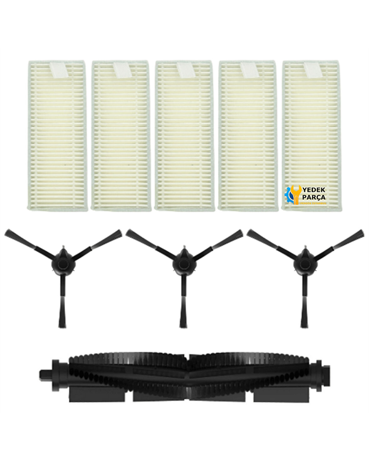 Philips Uyumlu HomeRun 3000 Serisi Aqua XU3110 Robot Süpürge Ana Fırçası, Hepa Filtre 5 Adet, Yan Fırça 3 Adet