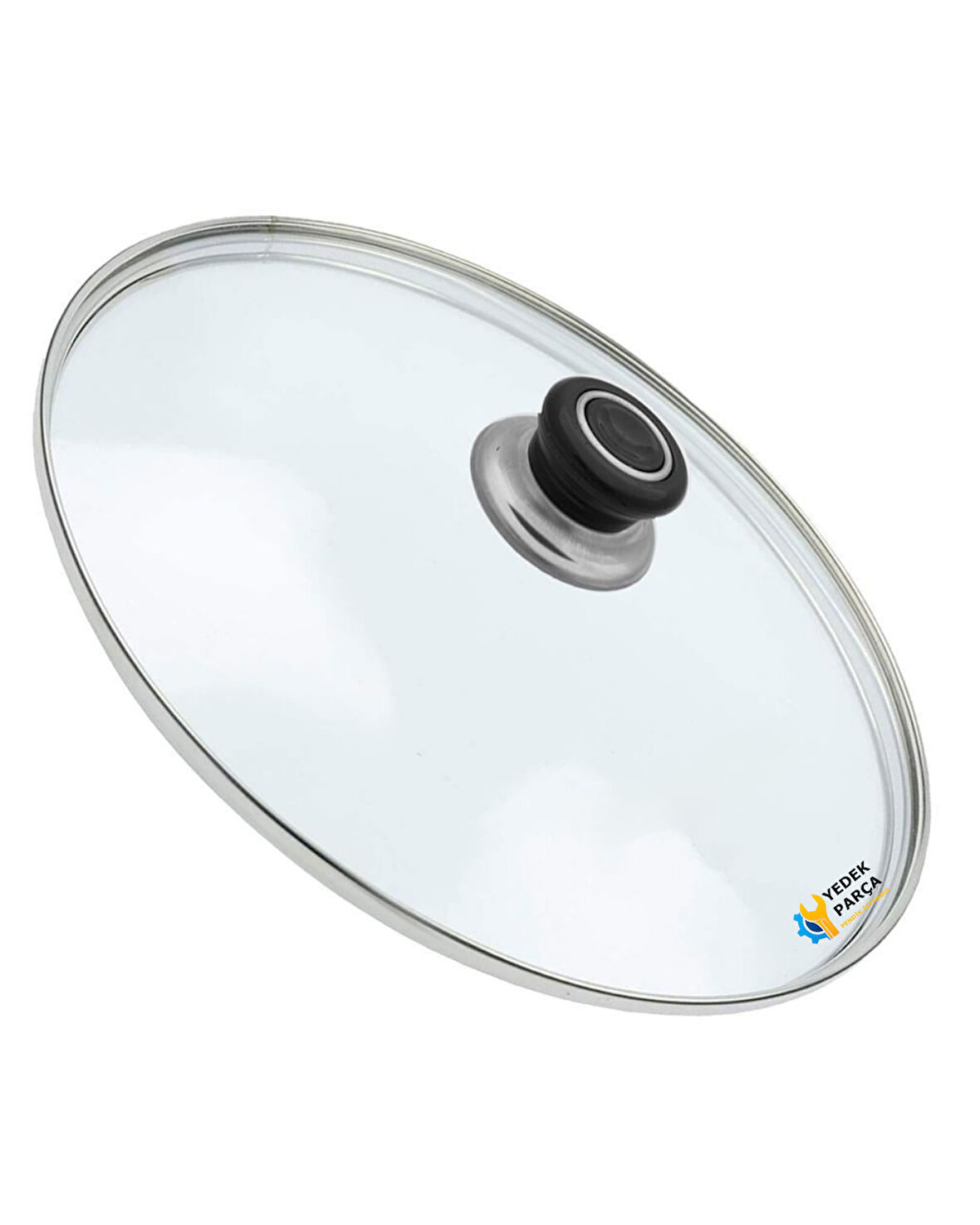 Tencere Sahan Tava Cam Kapağı Kapak 14 cm Siyah Tutma Tepesi