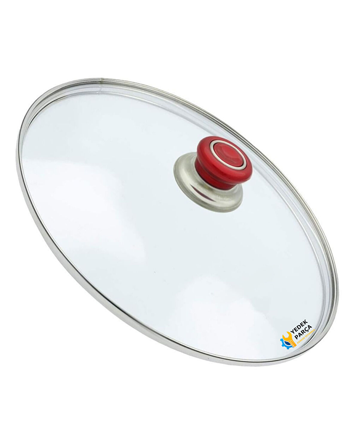 Tencere Sahan Tava Cam Kapağı Kapak 16 cm Kırmızı Tutma Tepesi