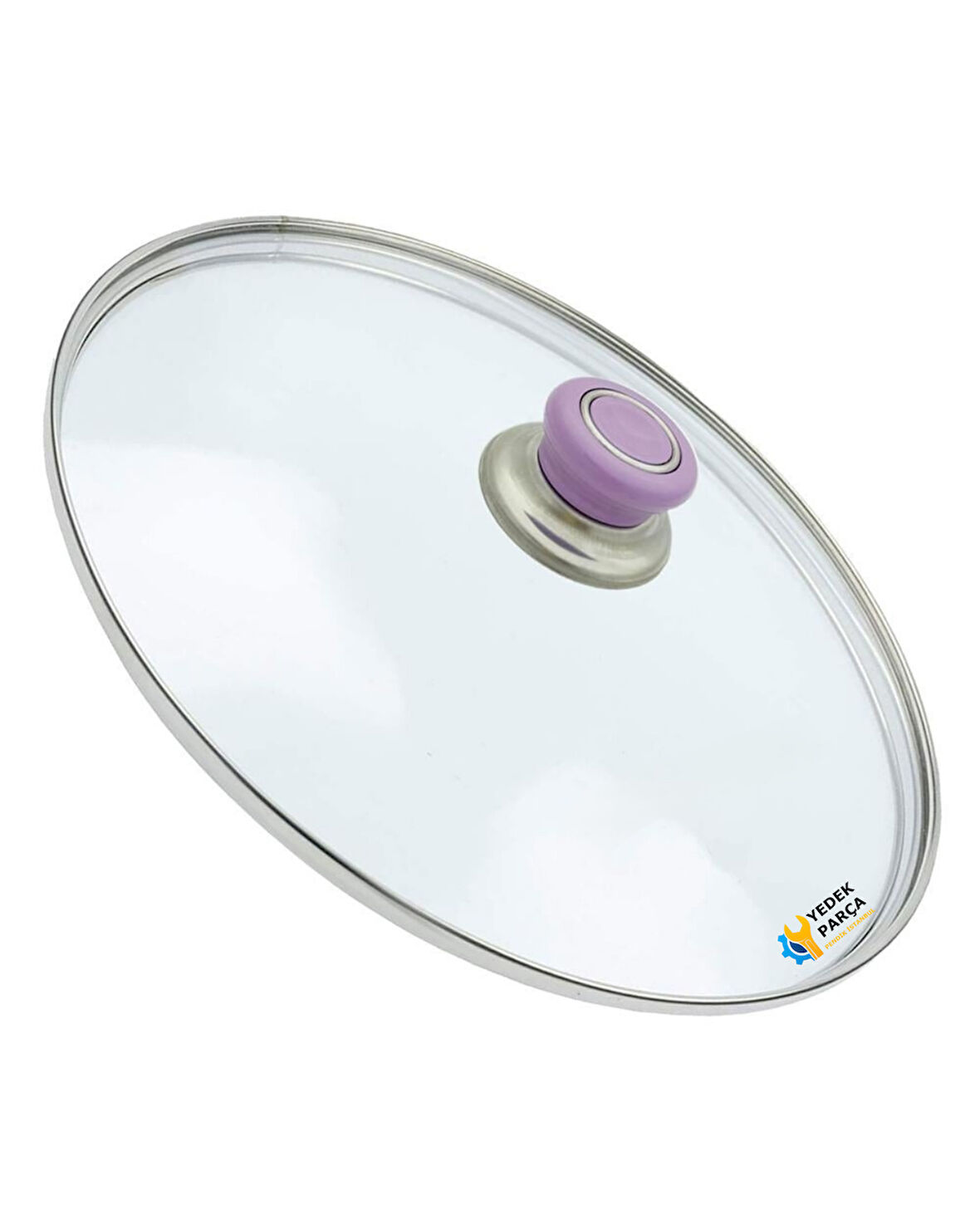 Tencere Sahan Tava Cam Kapağı Kapak 16 cm Lila Tutma Tepesi