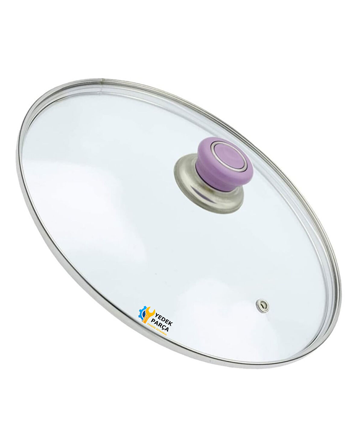 Tencere Sahan Tava Cam Kapağı Kapak 18 cm Lila Tutma Tepesi
