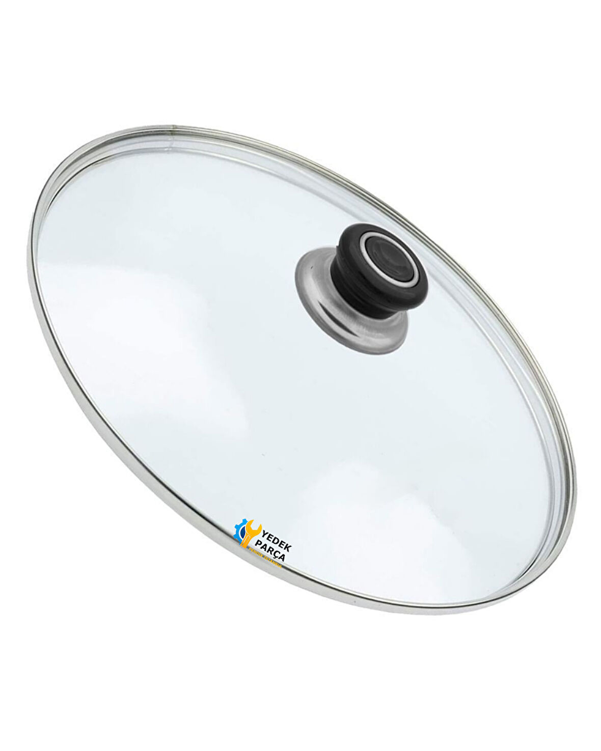 Tencere Sahan Tava Cam Kapağı Kapak 24 cm Siyah Tutma Tepesi