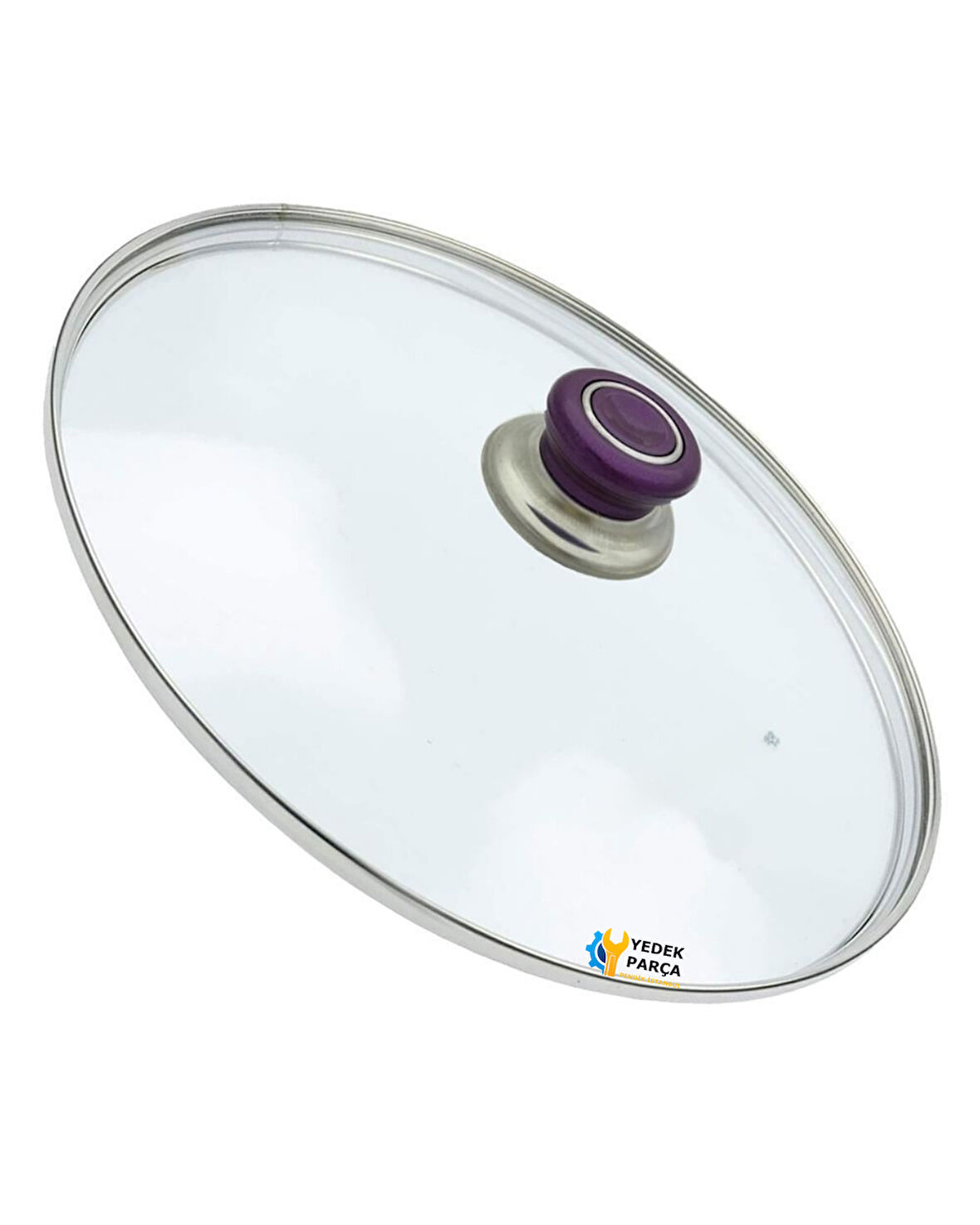 Tencere Sahan Tava Cam Kapağı Kapak 28 cm Mor Tutma Tepesi