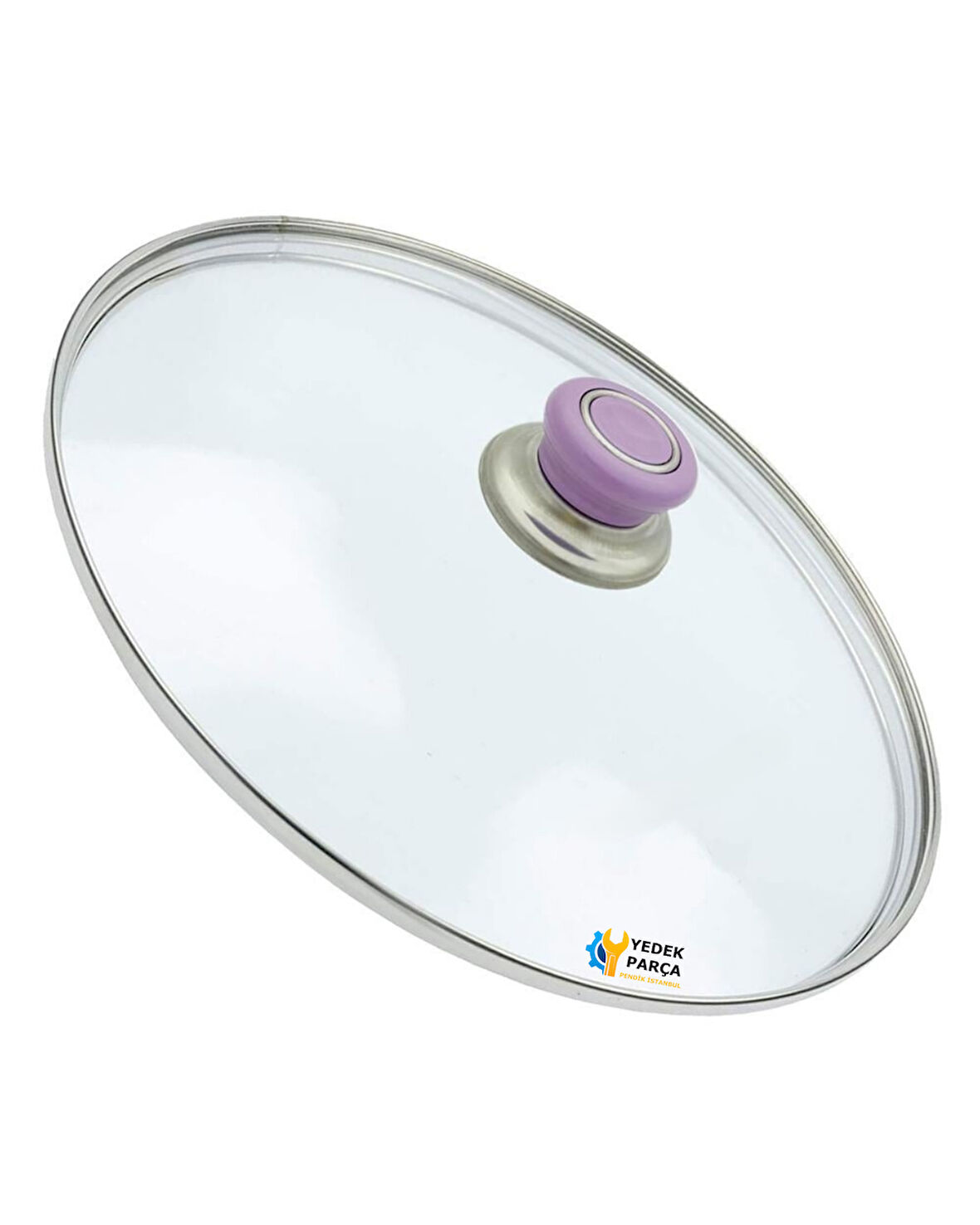 Tencere Sahan Tava Cam Kapağı Kapak 28 cm Lila Tutma Tepesi