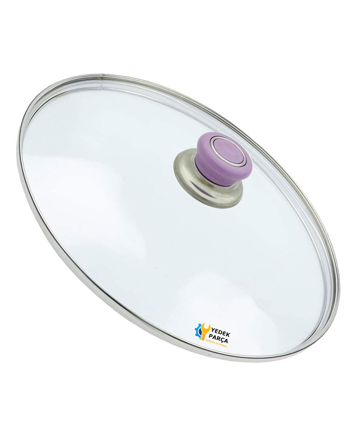 Tencere Sahan Tava Cam Kapağı Kapak 30 cm Lila Tutma Tepesi