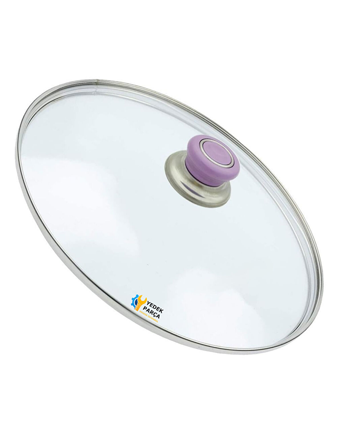 Tencere Sahan Tava Cam Kapağı Kapak 34 cm Lila Tutma Tepesi