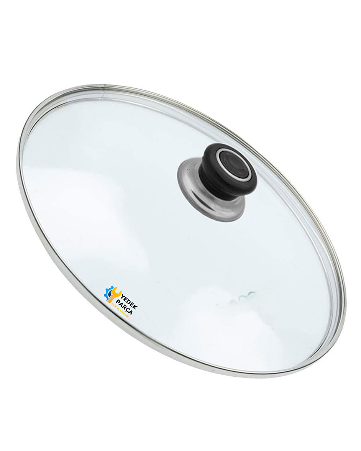 Tencere Sahan Tava Cam Kapağı Kapak 36 cm Siyah Tutma Tepesi