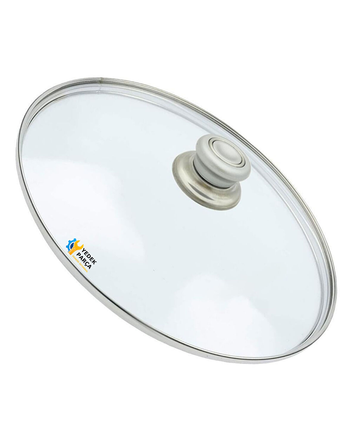 Tencere Sahan Tava Cam Kapağı Kapak 40 cm Gri Tutma Tepesi