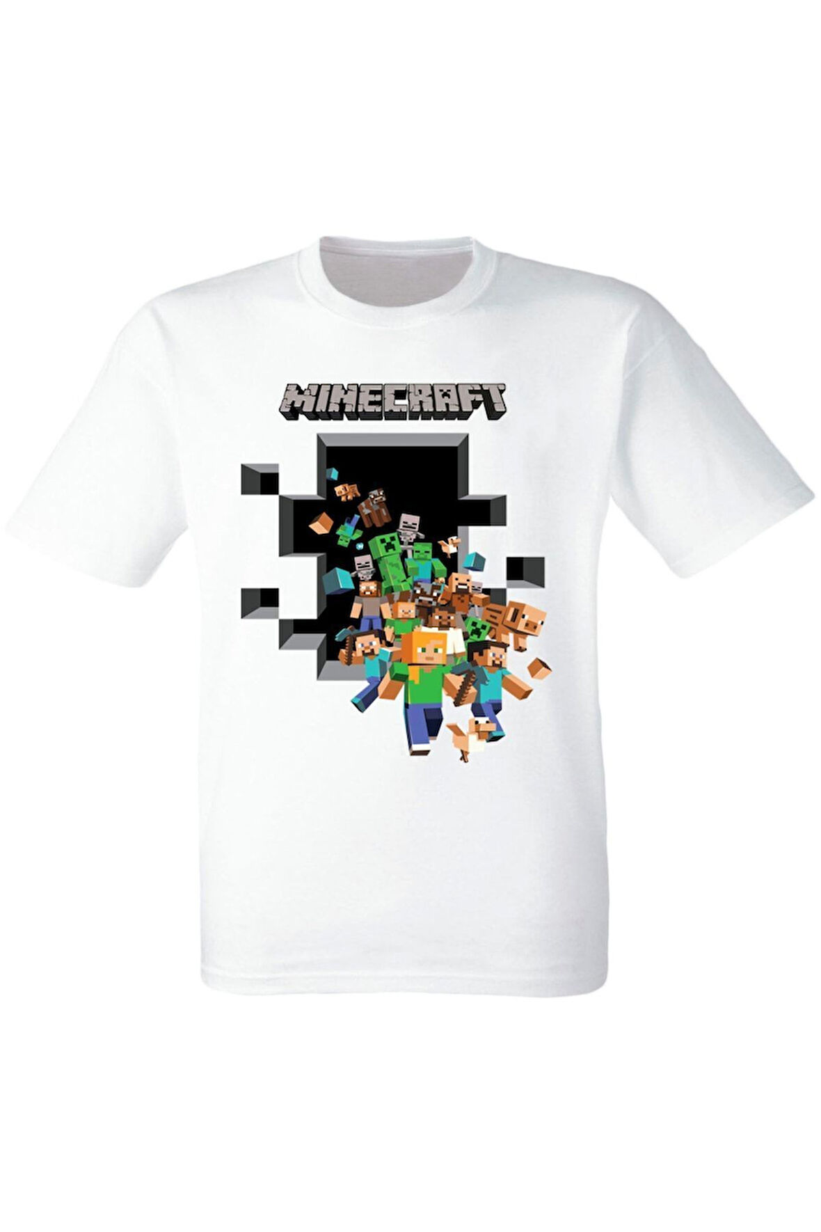 Harika Tasarım Minecraft Baskılı Çocuk Tişörtü