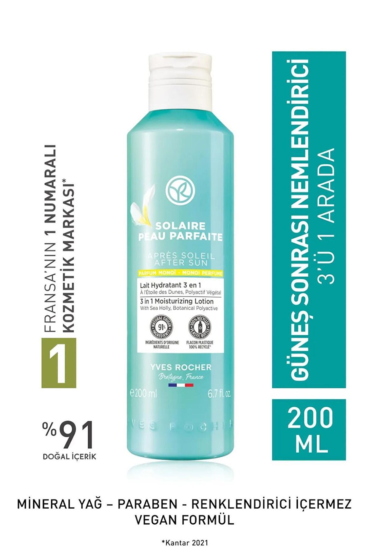 YVES ROCHER 3ü 1 arada Güneş Sonrası Nemlendirici Süt - 200 ml