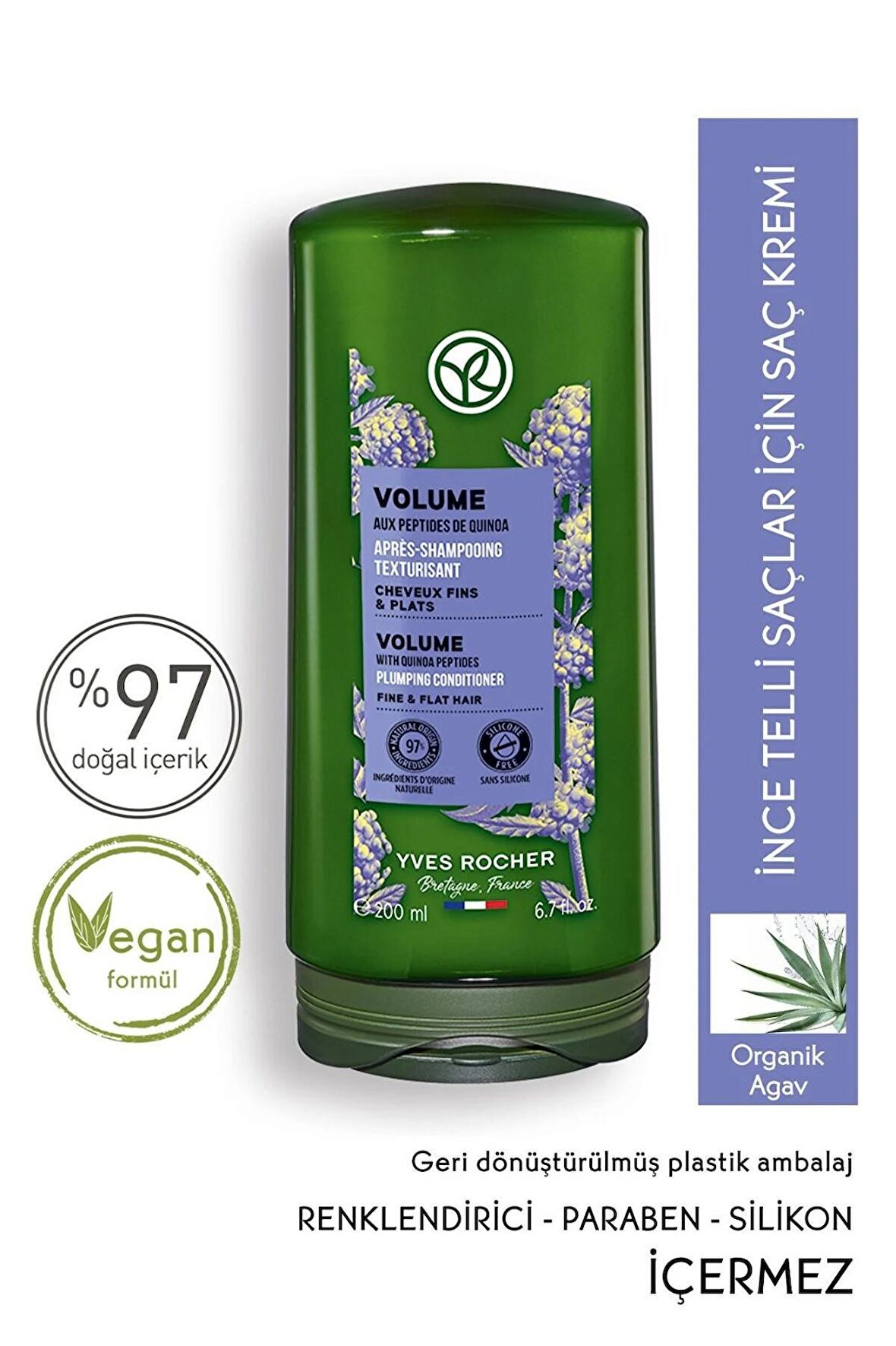 YVES ROCHER İnce Telli Saçlar İçin (Volume) Hacim Veren Saç Kremi - Vegan-200 ml