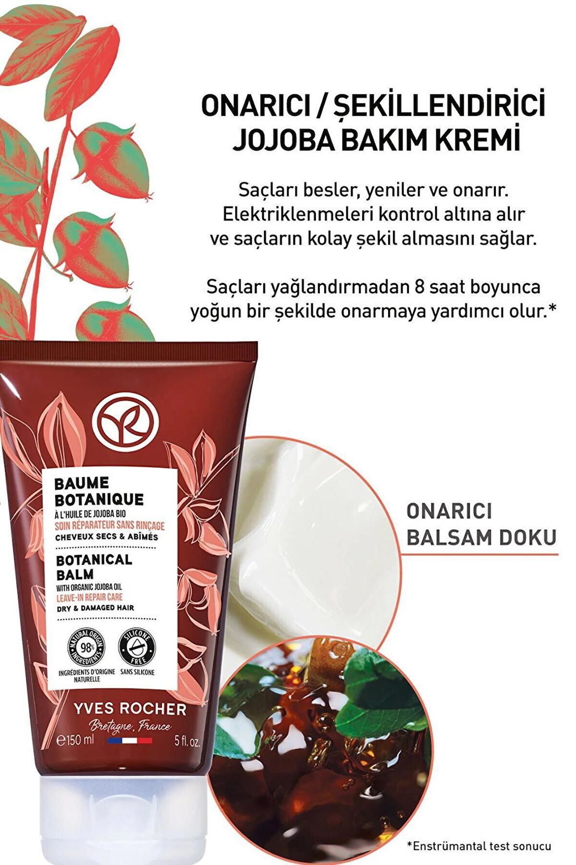 YVES ROCHER Onarıcı/Şekillendirici (Baume Botanique) Jojoba Prebiyotik Bakım Kremi - Vegan-150 ml