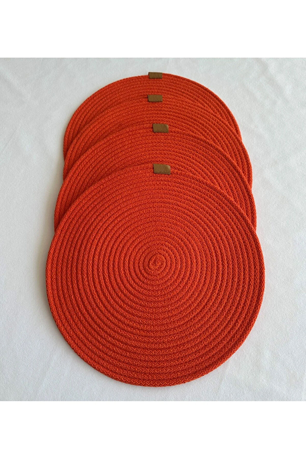 Yuvarlak Amerikan Servis Sofra Altlığı, Masa Dekoru Supla Turuncu 33cm 4lü