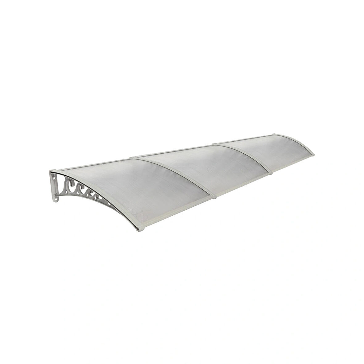 Plastik Ayak 6mm Levhalı Pratik Sundurma Kanopi 100x450 cm Gri