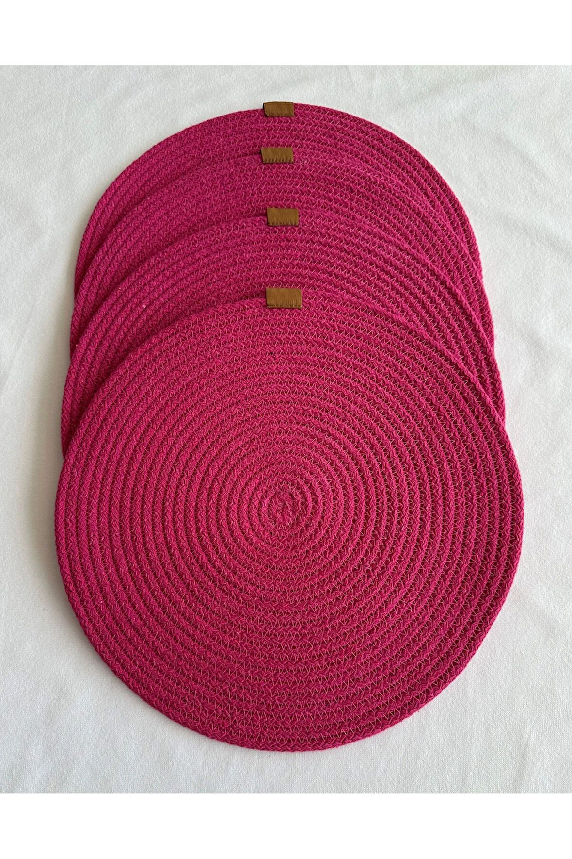 Yuvarlak Amerikan Servis Sofra Altlığı, Masa Dekoru Supla Fuşya 33cm 4lü