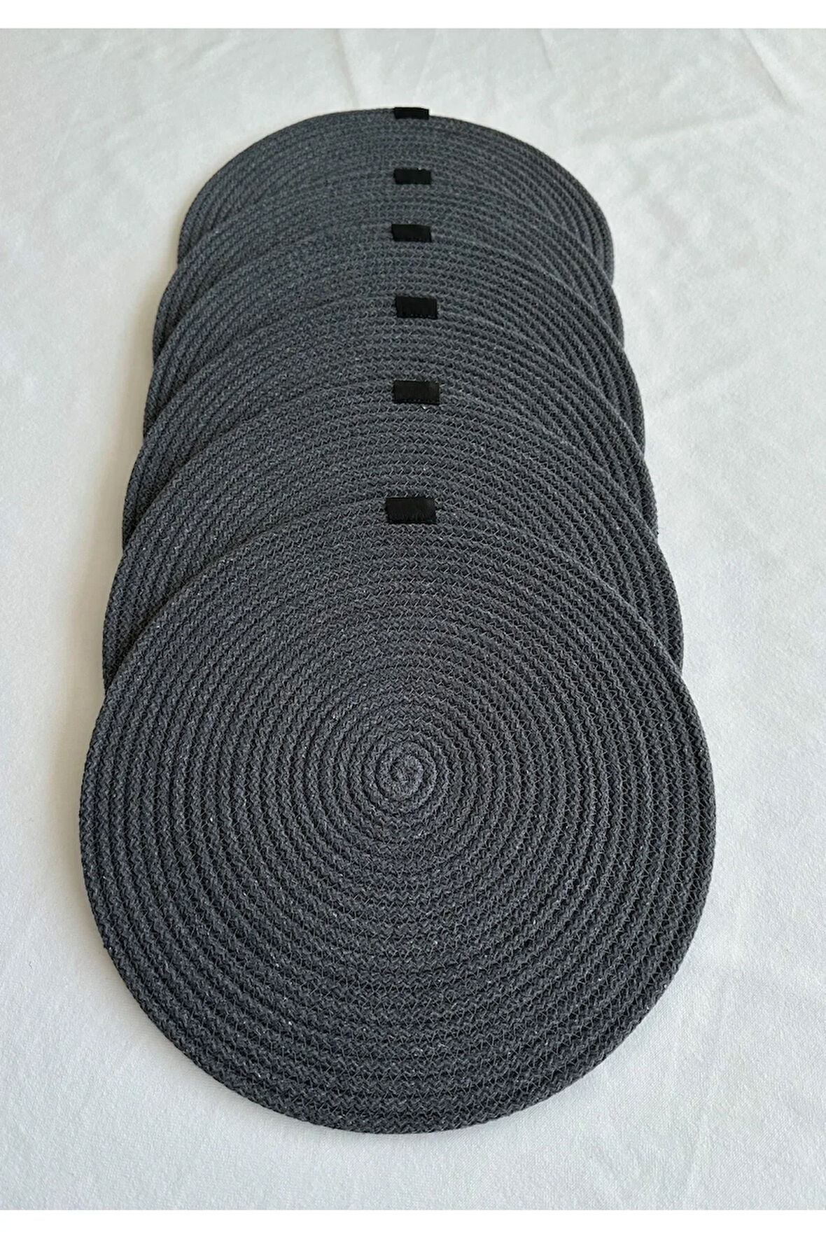 Yuvarlak Amerikan Servis Sofra Altlığı, Masa Dekoru Supla Antrasit 33cm 6lı