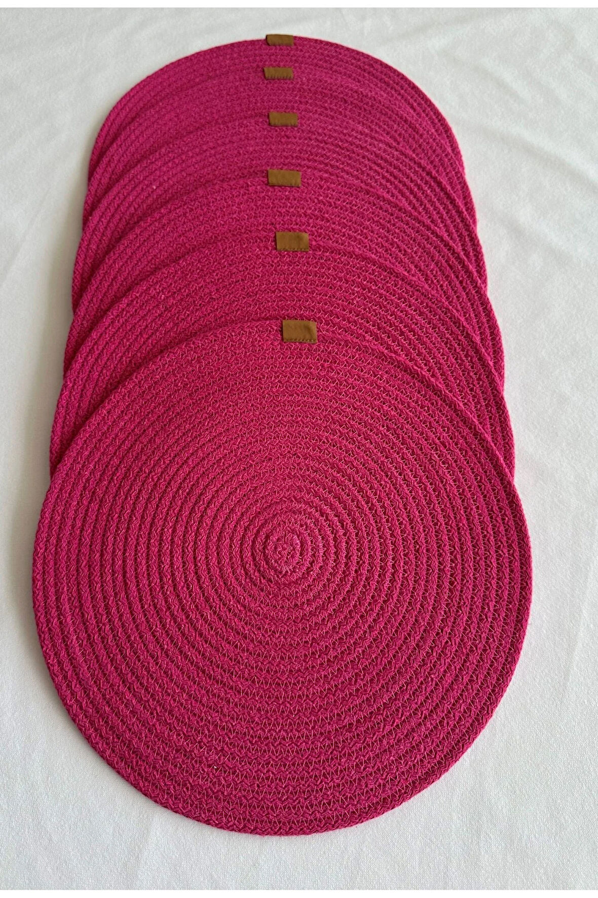 Yuvarlak Amerikan Servis Sofra Altlığı, Masa Dekoru Supla Fuşya 33cm 6lı