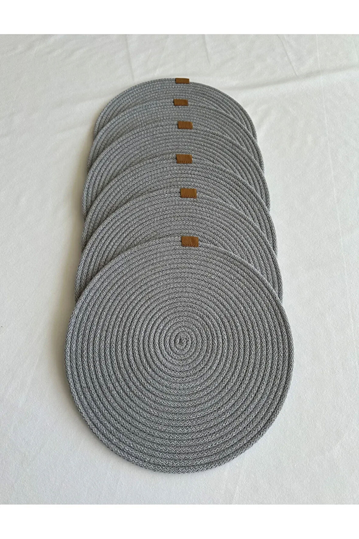 Yuvarlak Amerikan Servis Sofra Altlığı, Masa Dekoru Supla Gri 33cm 6lı