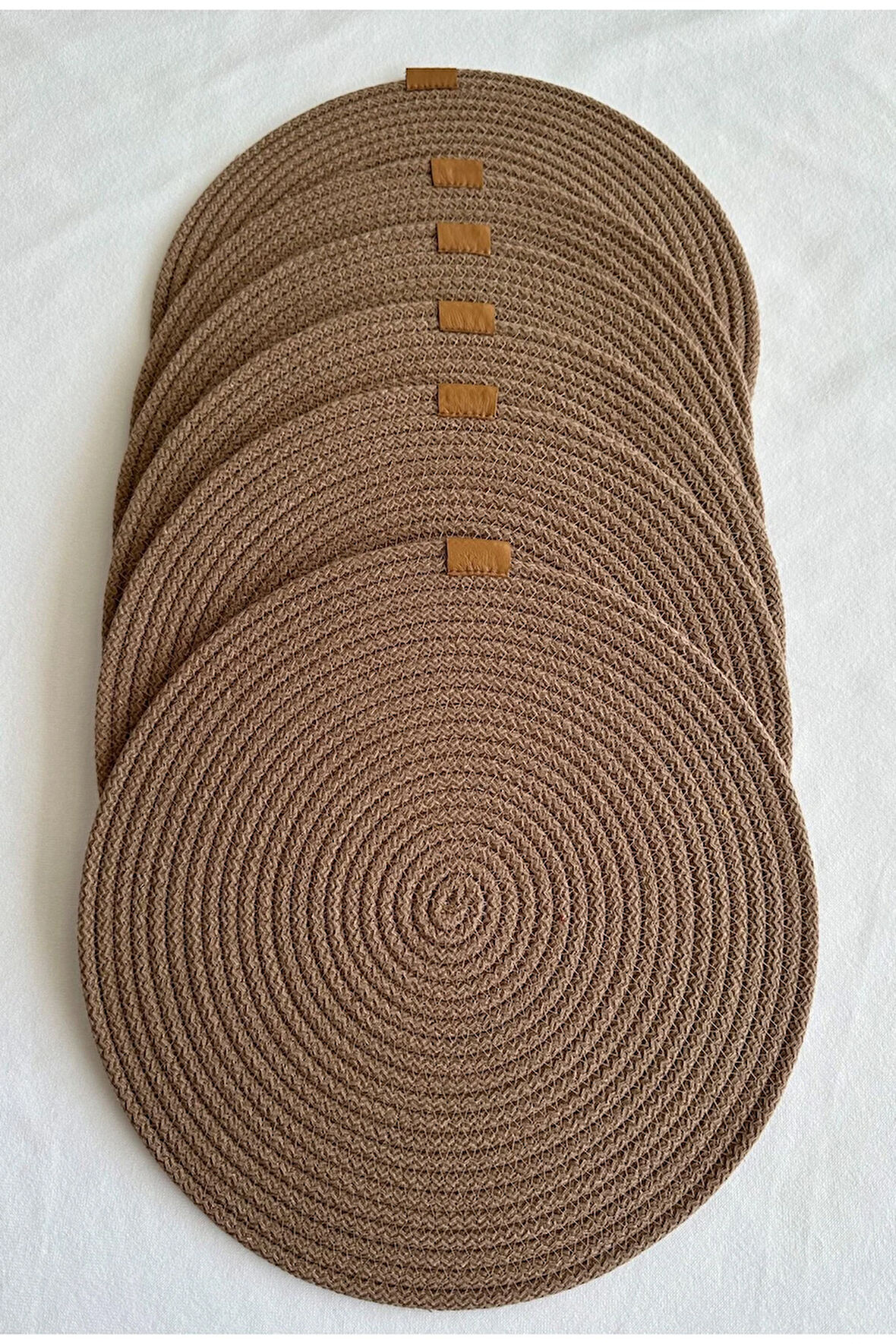 Yuvarlak Amerikan Servis Sofra Altlığı, Masa Dekoru Supla Kahverengi 33cm 6lı