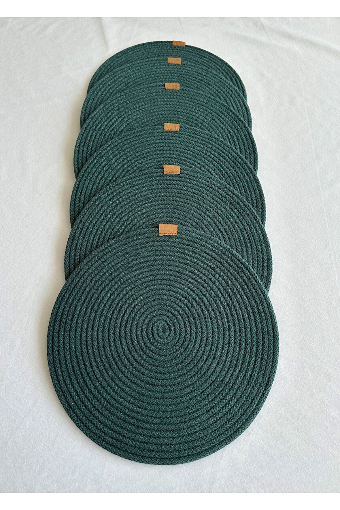 Yuvarlak Amerikan Servis Sofra Altlığı, Masa Dekoru Supla Koyu Yeşil 33cm 6lı