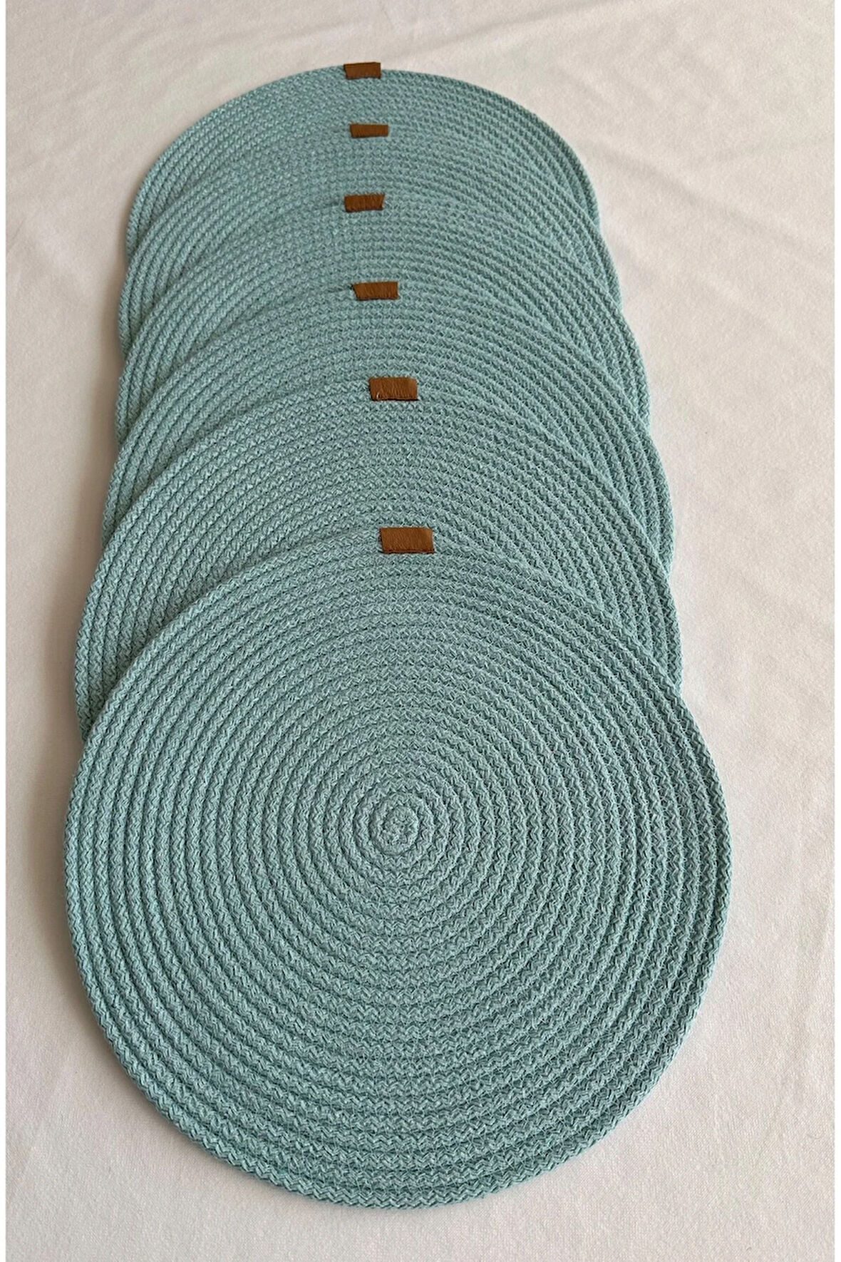 Yuvarlak Amerikan Servis Sofra Altlığı, Masa Dekoru Supla Mint 33cm 6lı