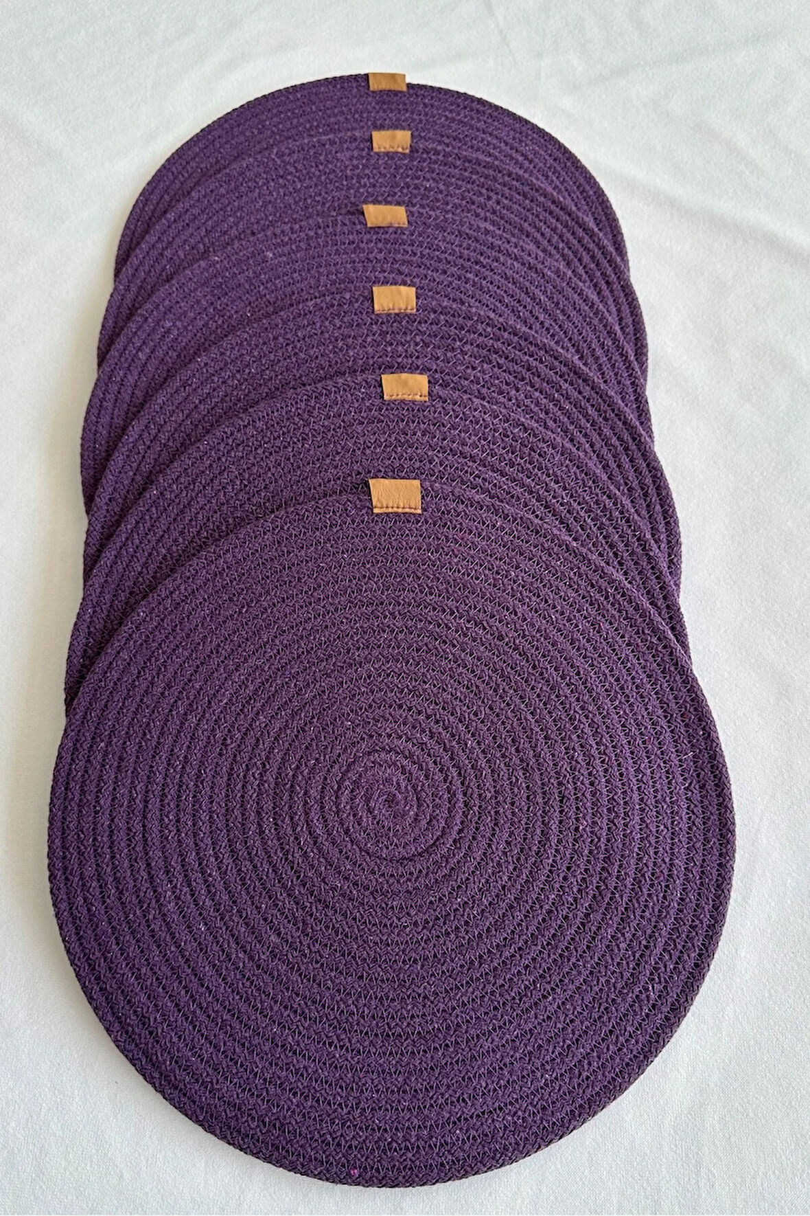 Yuvarlak Amerikan Servis Sofra Altlığı, Masa Dekoru Supla Mor 33cm 6lı